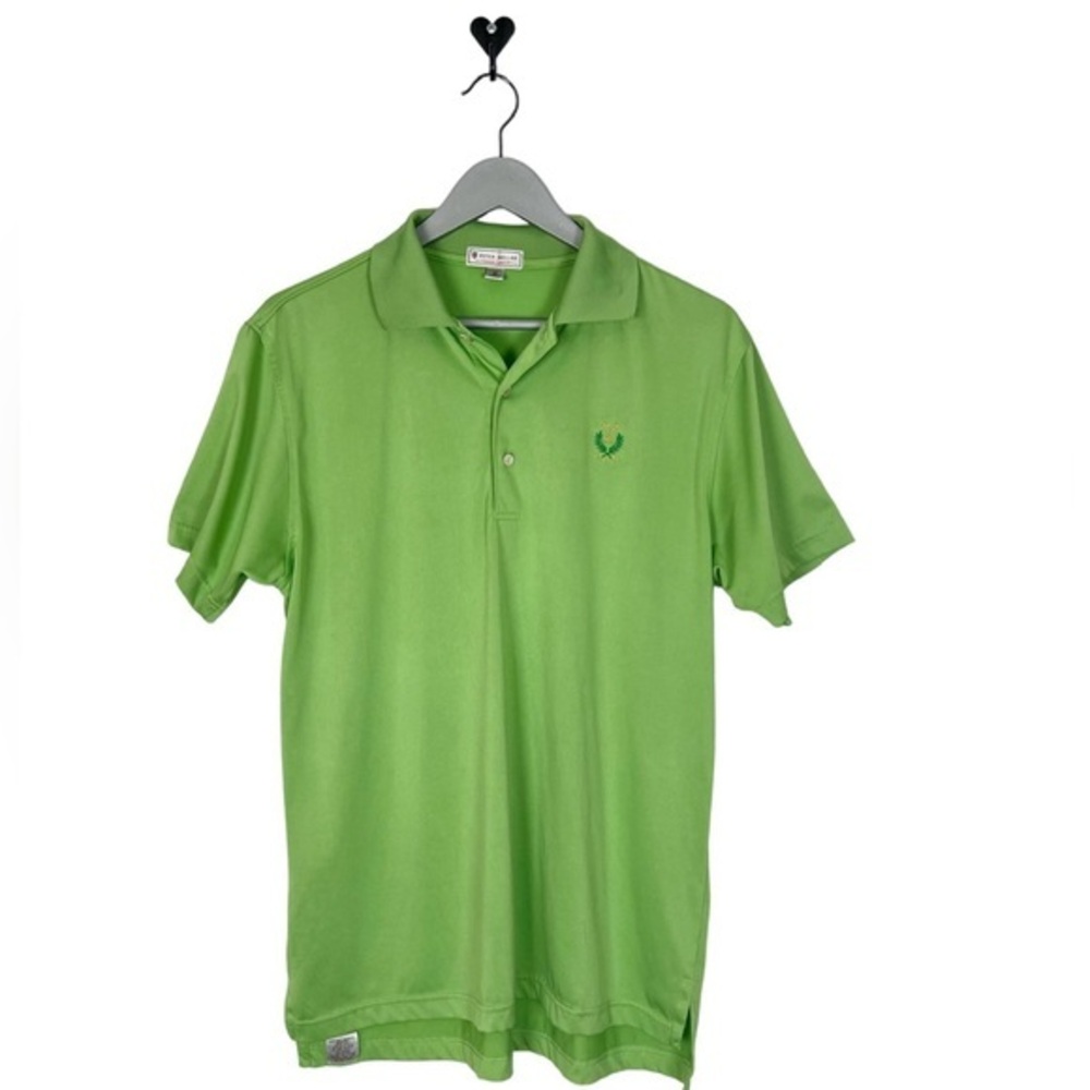 Men's Peter Millar Summer Comfort Polo Shirt Lime‎ Green Size Medium PCG Logo